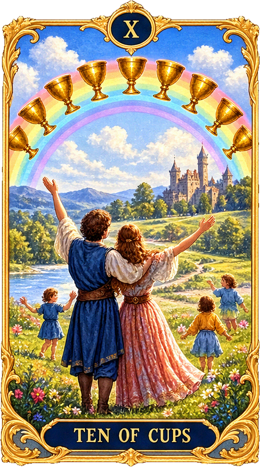 Lá bài Tarot Mười Cốc — Ten of Cups