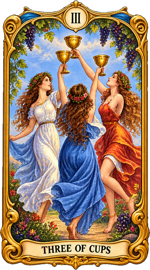 Lá bài Tarot Ba Cốc — Three of Cups