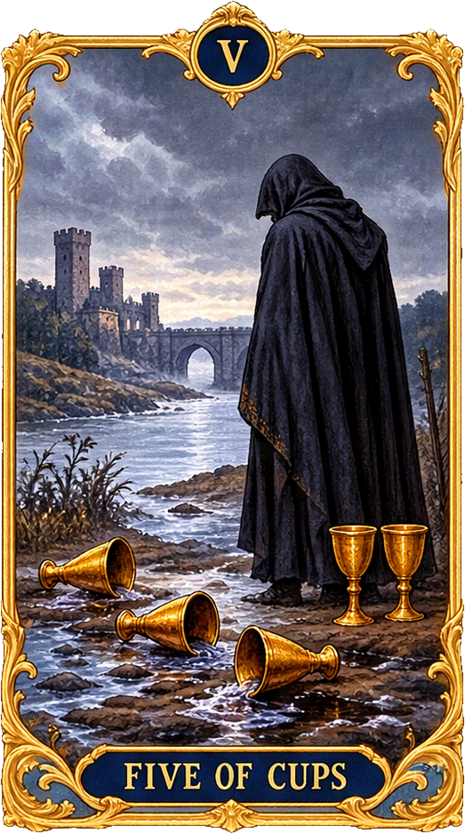 Lá bài Tarot Năm Cốc — Five of Cups