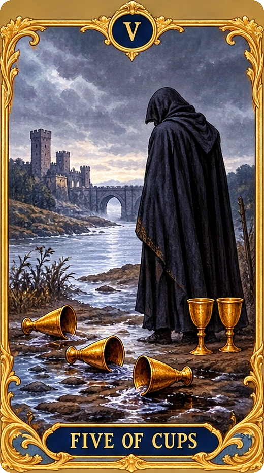 Lá bài tarot Năm Cốc — Five of Cups