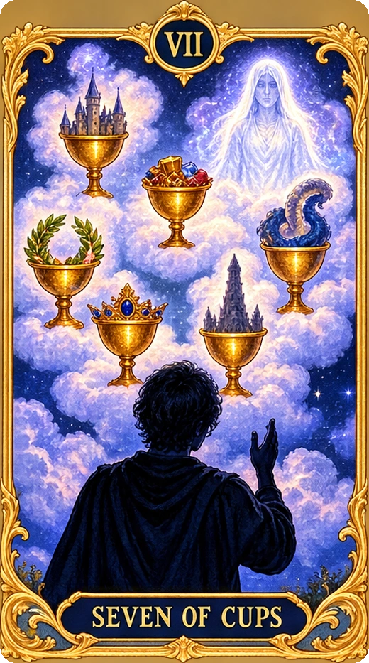 Lá bài tarot Bảy Cốc — Seven of Cups