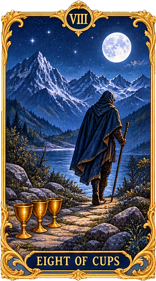 Lá bài Tarot Tám Cốc — Eight of Cups