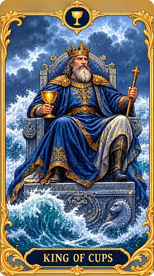 Lá bài tarot Đức Vua Cốc — King of Cups