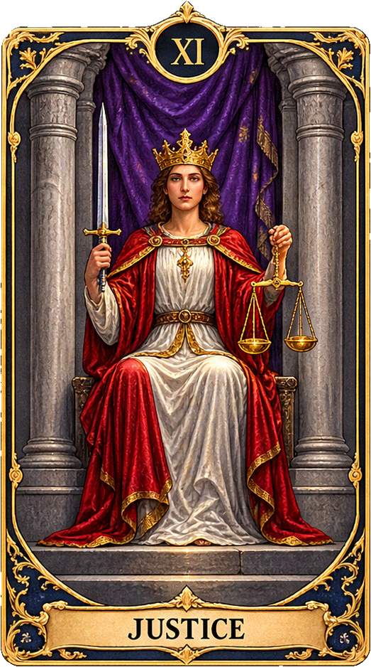 Lá bài Tarot Công Lý — Justice