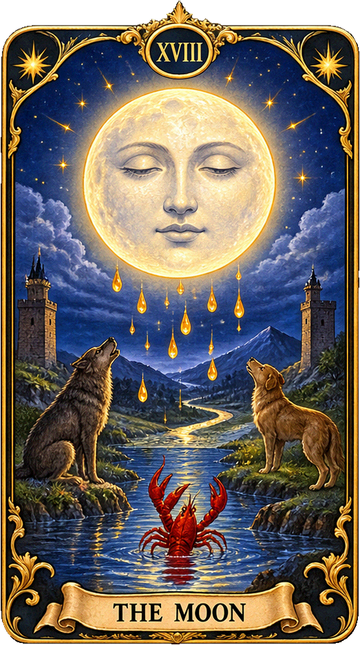 Lá bài Tarot Mặt Trăng — The Moon