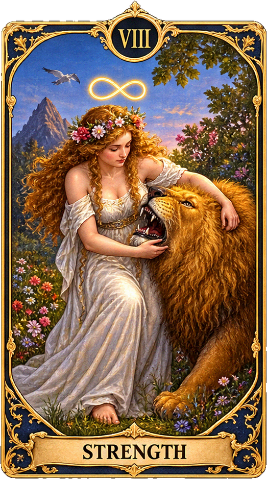 Lá bài Tarot Sức Mạnh — Strength