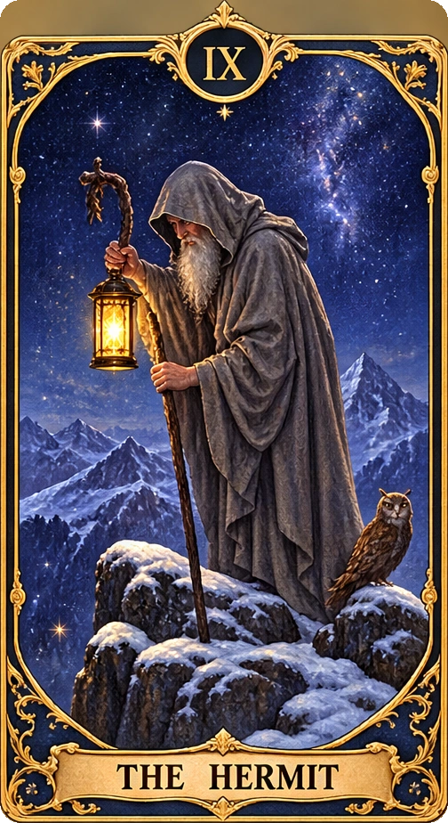 Lá bài tarot Ẩn Sĩ — The Hermit