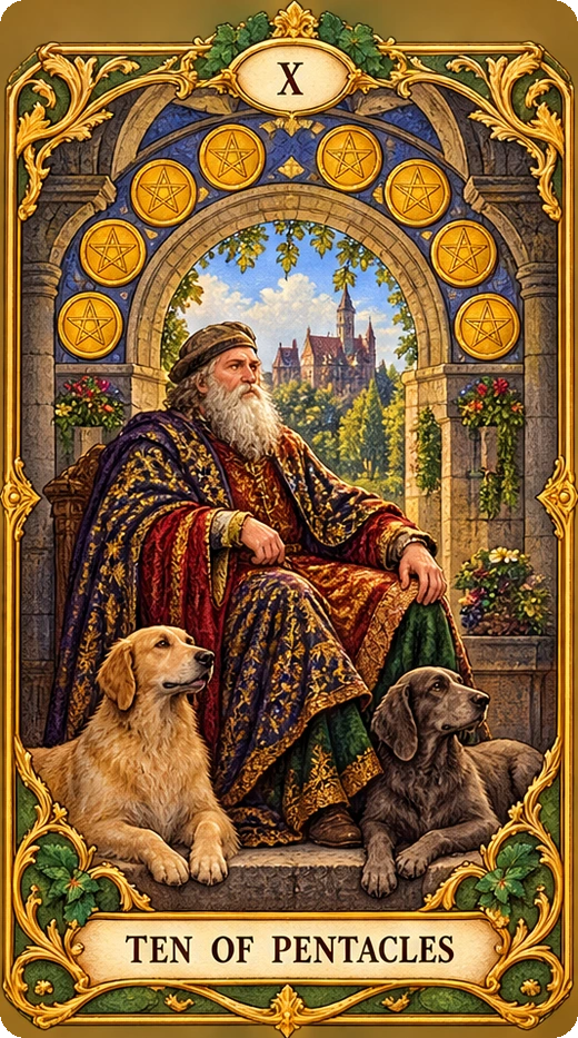 Lá bài tarot Mười Tiền — Ten of Pentacles