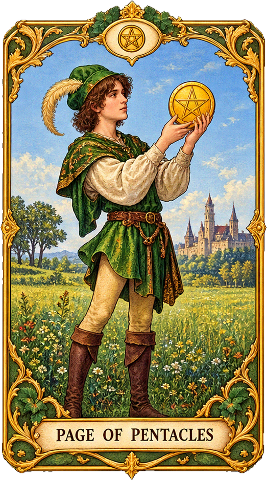 Lá bài Tarot Thị Đồng Tiền — Page of Pentacles