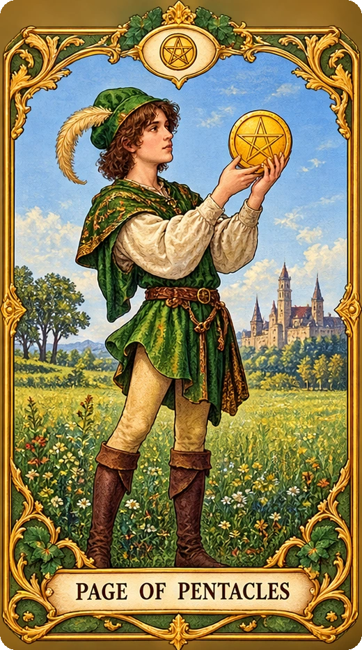 Lá bài tarot Thị Đồng Tiền — Page of Pentacles