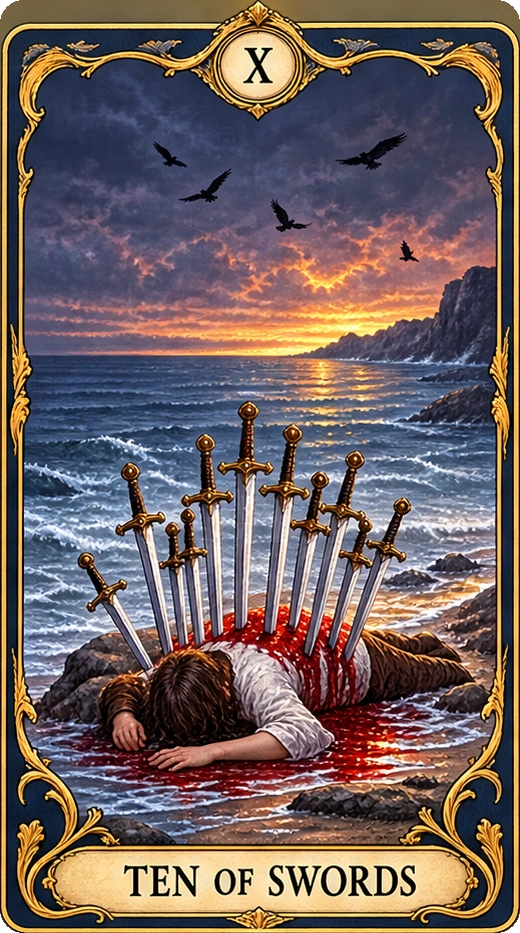 Lá bài tarot Mười Kiếm — Ten of Swords