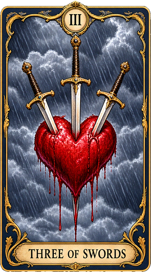 Lá bài Tarot Ba Kiếm — Three of Swords