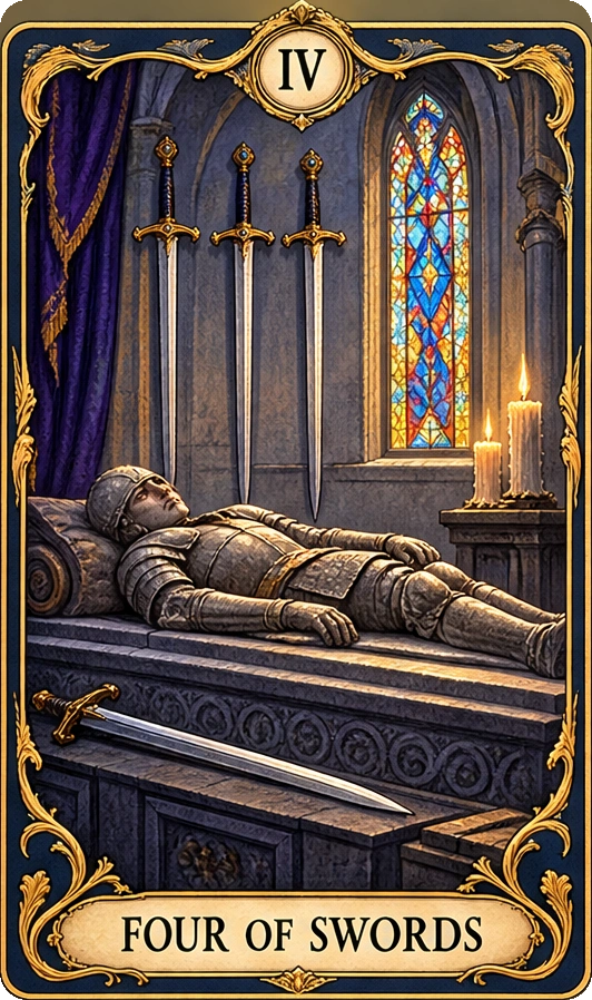 Lá bài tarot Bốn Kiếm — Four of Swords