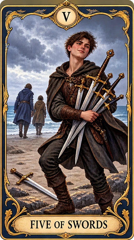 Lá bài tarot Năm Kiếm — Five of Swords