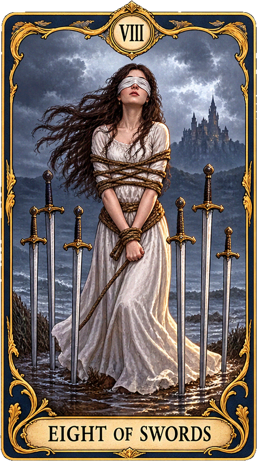 Lá bài Tarot Tám Kiếm — Eight of Swords