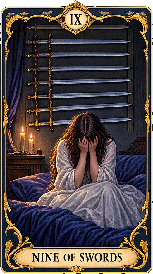 Lá bài Tarot Chín Kiếm — Nine of Swords