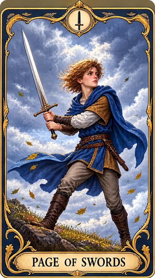 Lá bài tarot Thị Đồng Kiếm — Page of Swords
