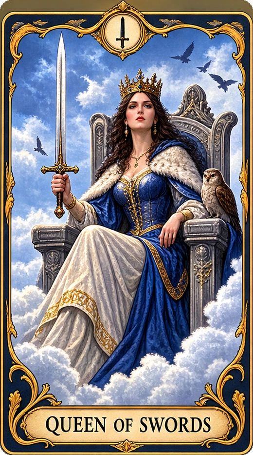 Lá bài tarot Nữ Hoàng Kiếm — Queen of Swords