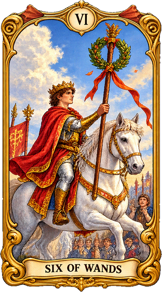 Lá bài Tarot Sáu Gậy — Six of Wands
