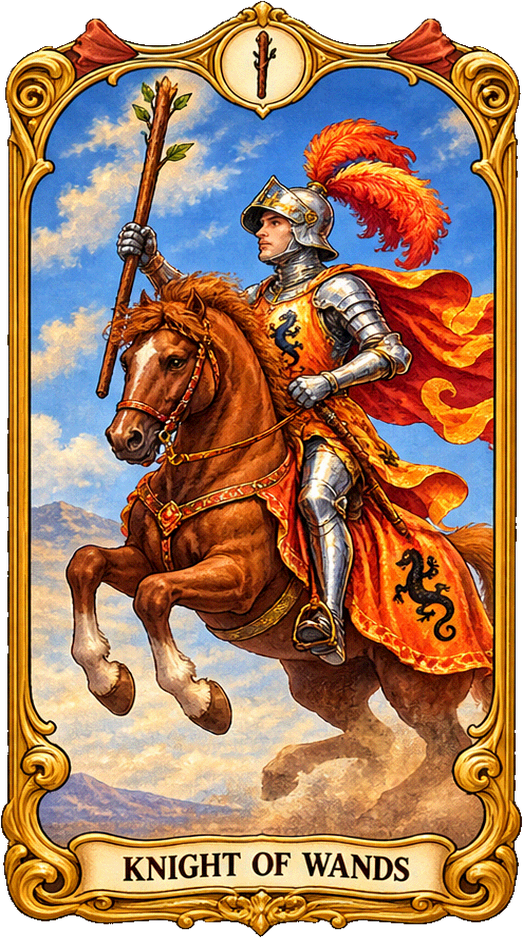 Lá bài Tarot Kỵ Sĩ Gậy — Knight of Wands