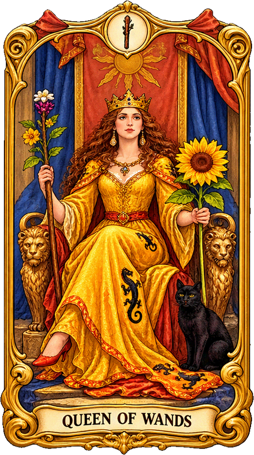Lá bài Tarot Nữ Hoàng Gậy — Queen of Wands