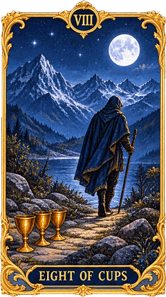 Lá bài Tarot Tám Cốc — Eight of Cups