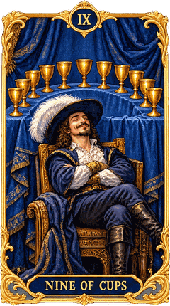 Lá bài Tarot Chín Cốc — Nine of Cups