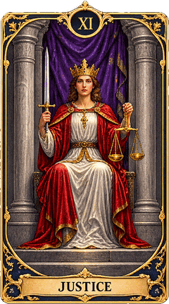 Lá bài Tarot Công Lý — Justice