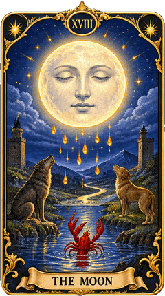 Lá bài Tarot Mặt Trăng — The Moon