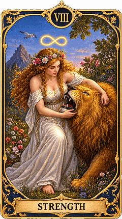 Lá bài Tarot Sức Mạnh — Strength