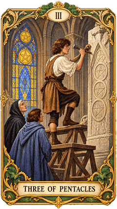 Lá bài Tarot Ba Tiền — Three of Pentacles