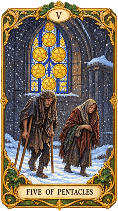 Lá bài Tarot Năm Tiền — Five of Pentacles