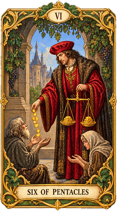 Lá bài Tarot Sáu Tiền — Six of Pentacles