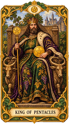 Lá bài Tarot Đức Vua Tiền — King of Pentacles
