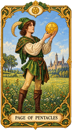 Lá bài Tarot Thị Đồng Tiền — Page of Pentacles