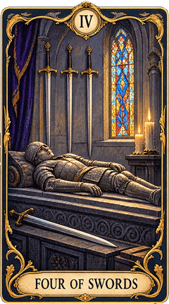 Lá bài Tarot Bốn Kiếm — Four of Swords