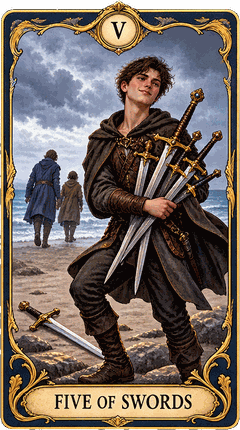 Lá bài Tarot Năm Kiếm — Five of Swords