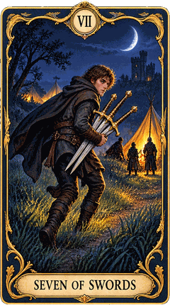 Lá bài Tarot Bảy Kiếm — Seven of Swords
