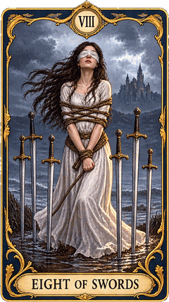 Lá bài Tarot Tám Kiếm — Eight of Swords
