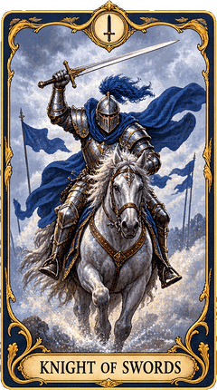 Lá bài Tarot Kỵ Sĩ Kiếm — Knight of Swords
