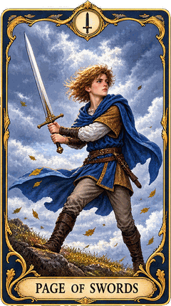 Lá bài Tarot Thị Đồng Kiếm — Page of Swords