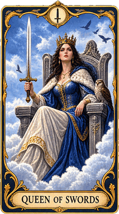 Lá bài Tarot Nữ Hoàng Kiếm — Queen of Swords