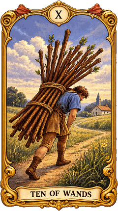Lá bài Tarot Mười Gậy — Ten of Wands