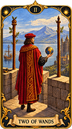 Lá bài Tarot Hai Gậy — Two of Wands