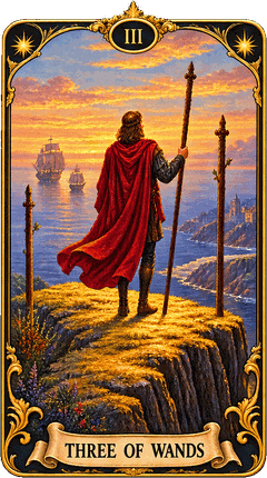 Lá bài Tarot Ba Gậy — Three of Wands