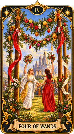 Lá bài Tarot Bốn Gậy — Four of Wands